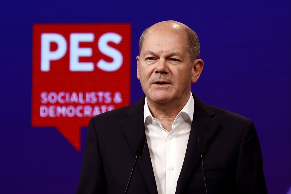 German Chancellor Olaf Scholz speaks during the second day of the congress of the Party of the European Socialists. Photo: dpa