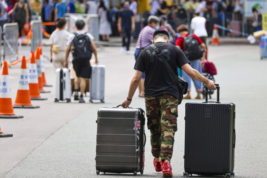 Travellers line up for Covid-19 PCR tests at Shenzhen Bay Port in Hong Kong. Photo: Dickson Lee