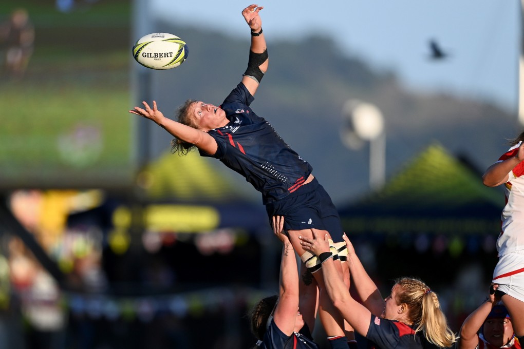 USA captain Kate Zackary in action during the Women’s Rugby World Cup. Photo: EPA-EFE