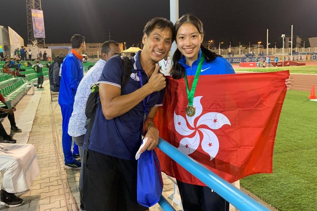 Coach Tang Hon-sing poses with Chloe Pak after she won gold at the Asian U18 Championships in Kuwait. Photo: Handout