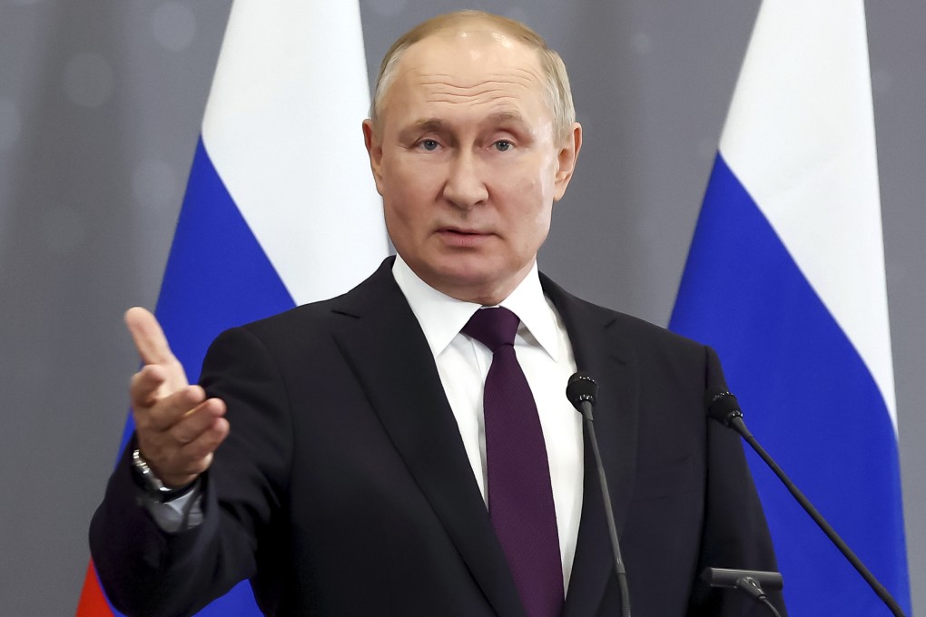 Russian President Vladimir Putin speaks to the media in Astana, Kazakhstan on Friday. Photo: Sputnik via AP