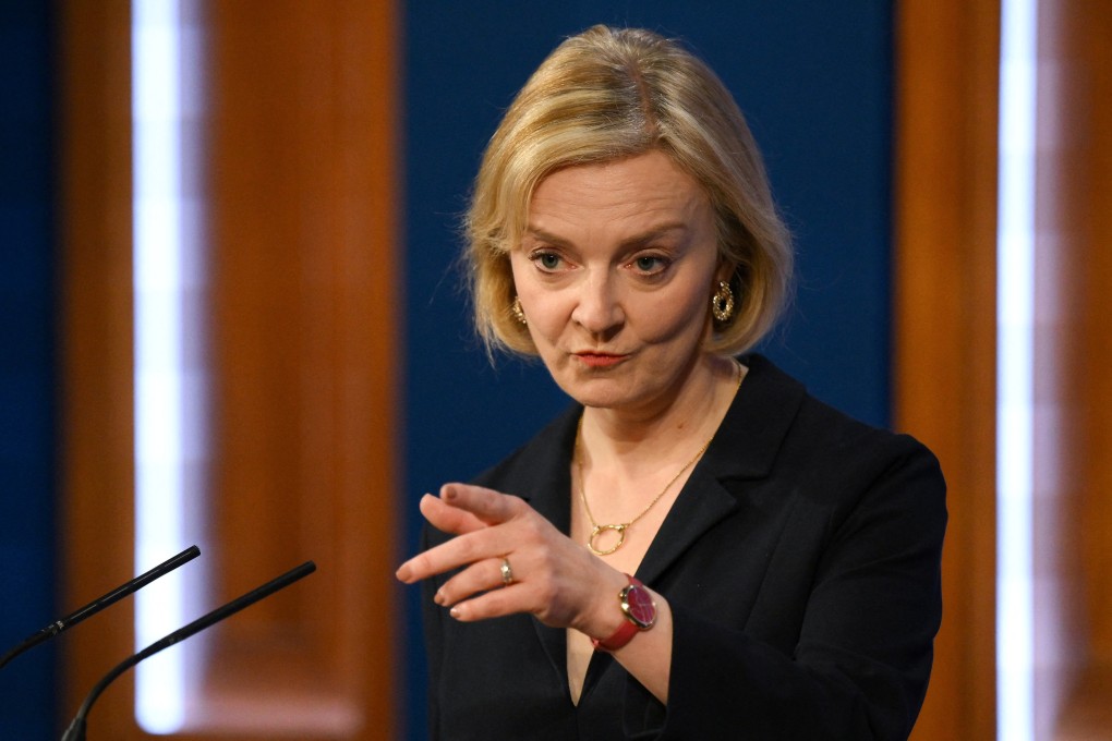 British Prime Minister Liz Truss during a news conference in London on Friday. Photo: Pool via Reuters