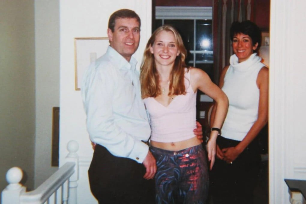 A photo allegedly showing Prince Andrew with his accuser, Virginia Giuffre, and Ghislaine Maxwell in the background. Photo: Sourced from www.telegraph.co.uk