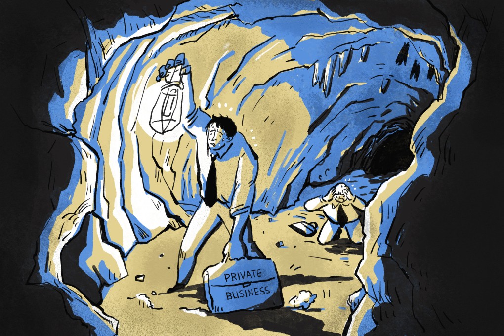 Many of China’s struggling entrepreneurs appear to be stumbling through the dark, desperate for a glimmer of hope in fraught economic times. Illustration: Brian Wang