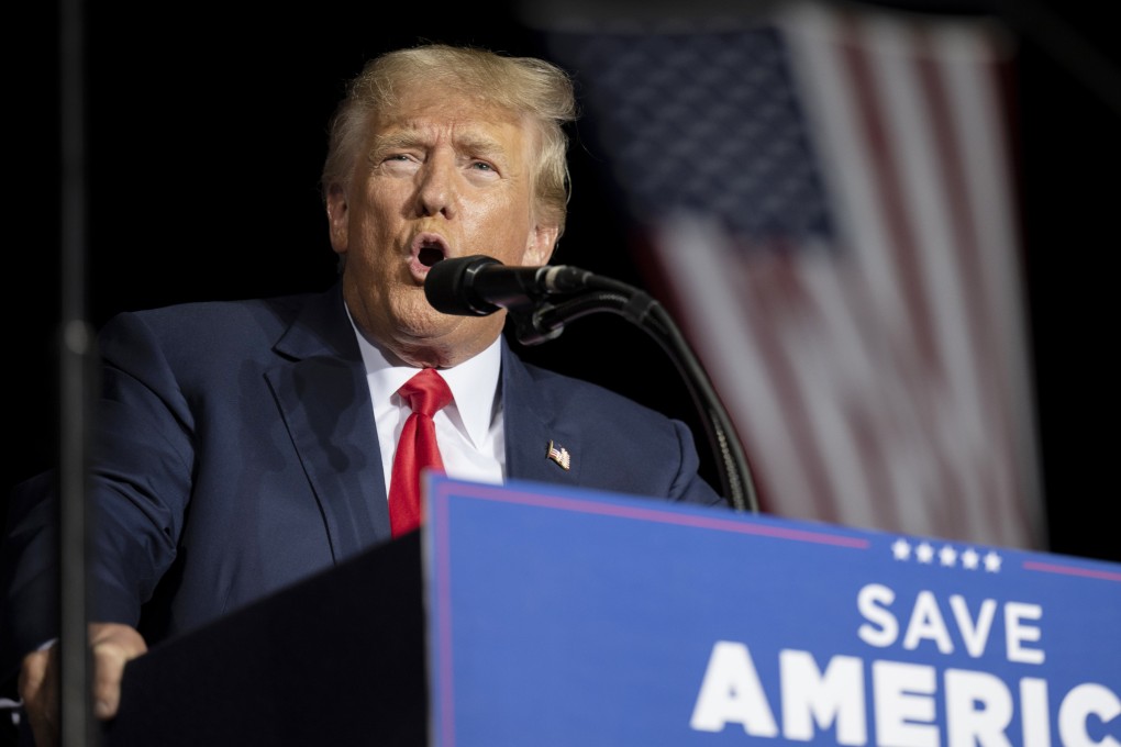 Former US president Donald Trump speaks at a rally in Minden, Nevada, on October 8. Photo: AP
