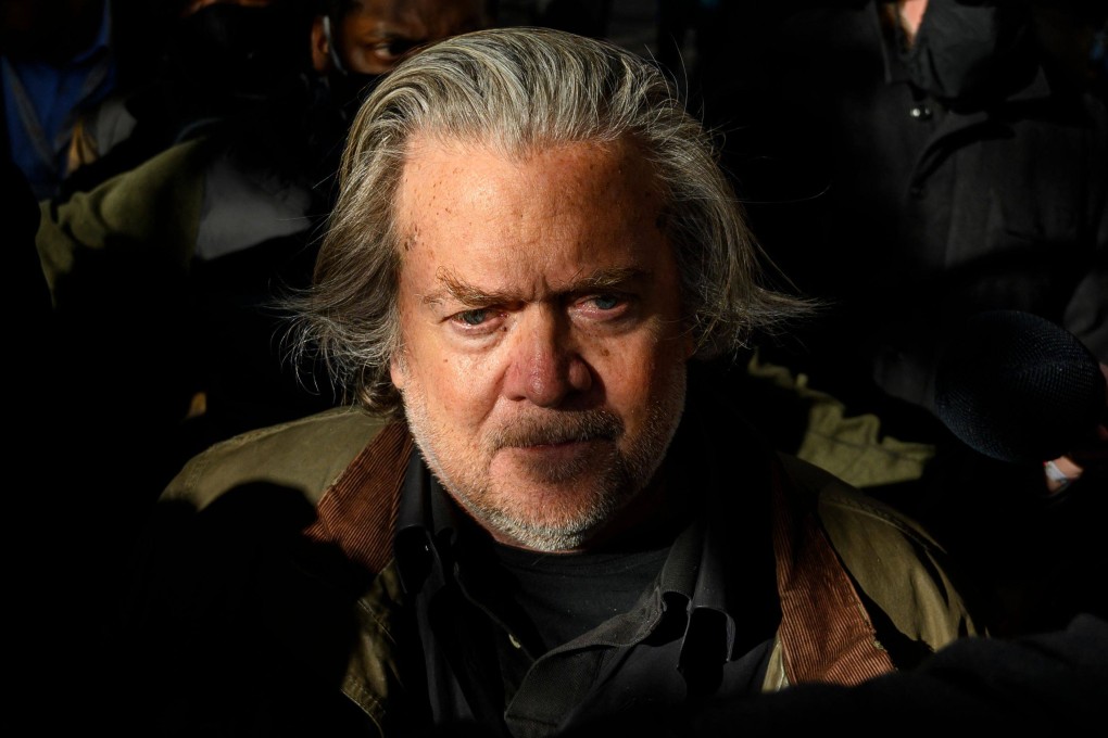 Former White House adviser Steve Bannon leaves after an appearance in the Federal District Court in Washington in November 2021. Photo: AFP