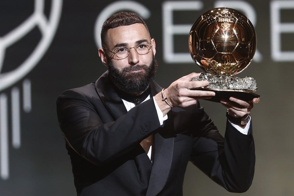 Real Madrid’s Karim Benzema celebrates after winning the 2022 Ballon d’Or. Photo: Reuters