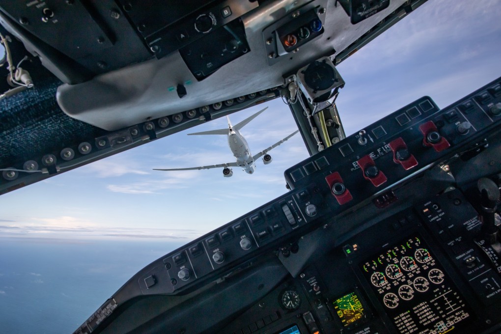 A British maritime patrol aircraft takes part in a flypast rehearsal. Photo: EPA-EFE / Handout