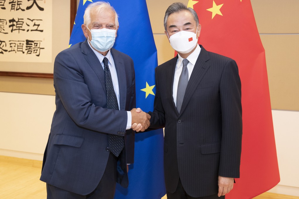 Chinese Foreign Minister Wang Yi (right) meets EU foreign affairs chief Josep Borrell on the sidelines of the UN General Assembly in New York on September 21. Photo: Xinhua