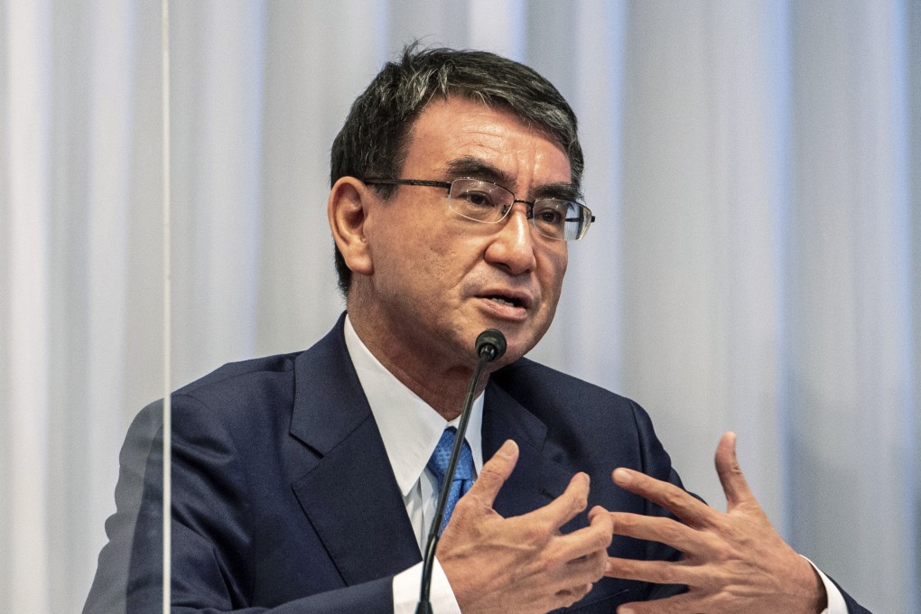 Japan’s Digital Agency Minister Taro Kono is trying to get companies in the country to use digital technology, and no longer use fax machines. File photo: AP