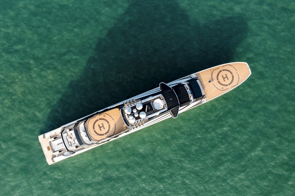 The luxury megayacht Nord, reportedly tied to Russian billionaire Alexei Mordashov, is seen anchored in Hong Kong waters on October 7. Photo: AFP
