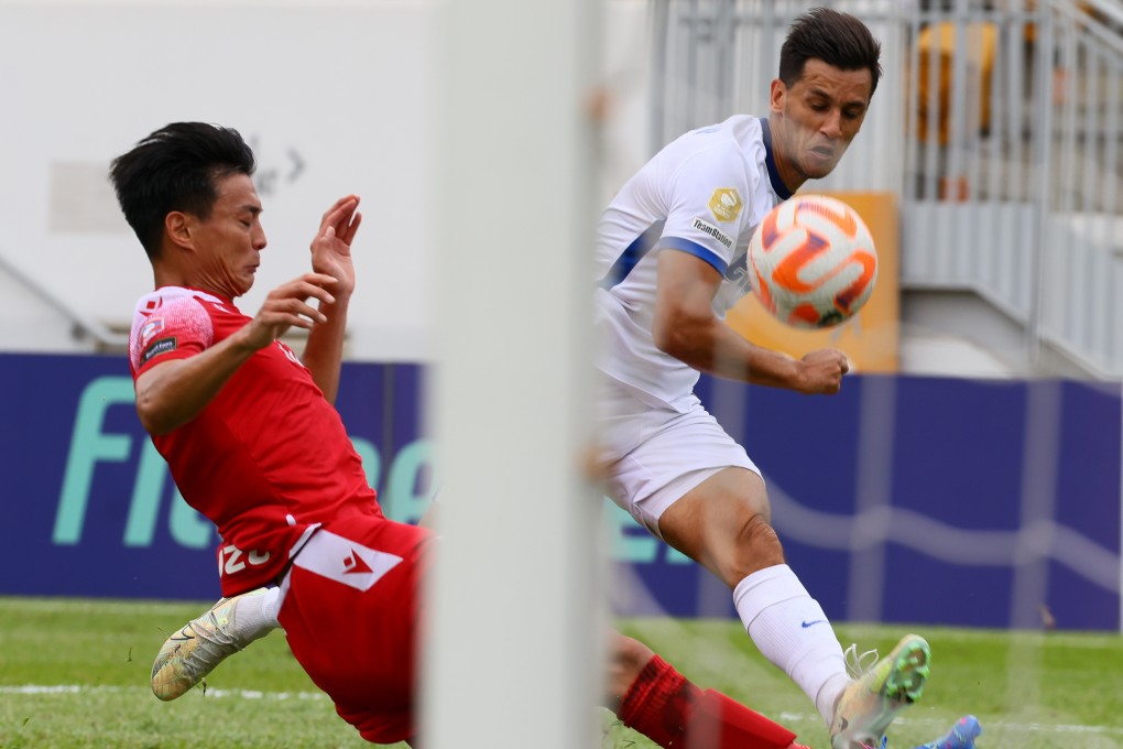 Southern’s Kota Kawase tries to stop Mingazov Ruslan in the Senior Shield quarter-final game between Southern and Kitchee at Mong Kok Stadium. Photos: Dickson Lee