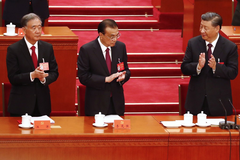 CPPCC chairman Wang Yang (left) and Premier Li Keqiang (centre) will not be part of President Xi Jinping’s core team for the next five years. Photo: EPA-EFE