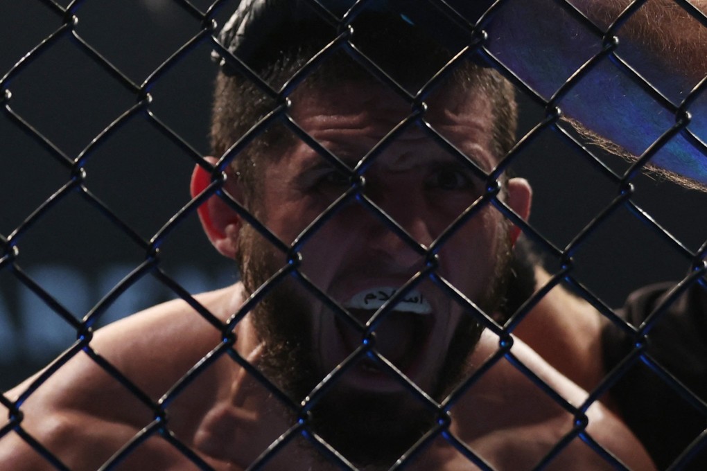 Islam Makhachev celebrates winning his fight against Charles Oliveira aat UFC 280. Photo: Reuters