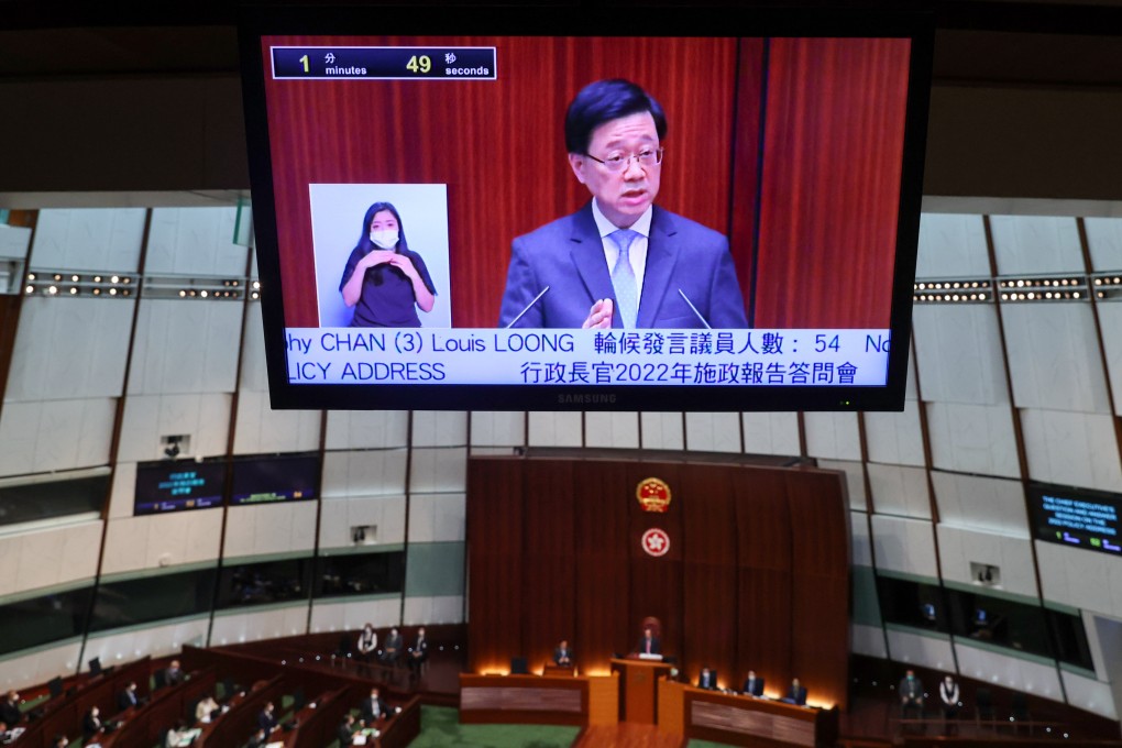 Chief executive John Lee Ka-chiu at the question-and-answer session at the Legislative Council in Tamar this month. Photo:  SCMP/Yik Yeung-man