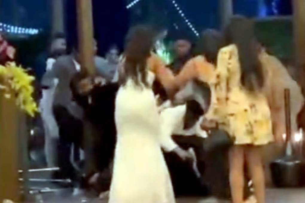 A video of the ruckus, which went viral on social media, showed men and women, including the contestants, raining blows on each other at the event attended by more than 300 guests on Friday. Photo: Twitter screengrab