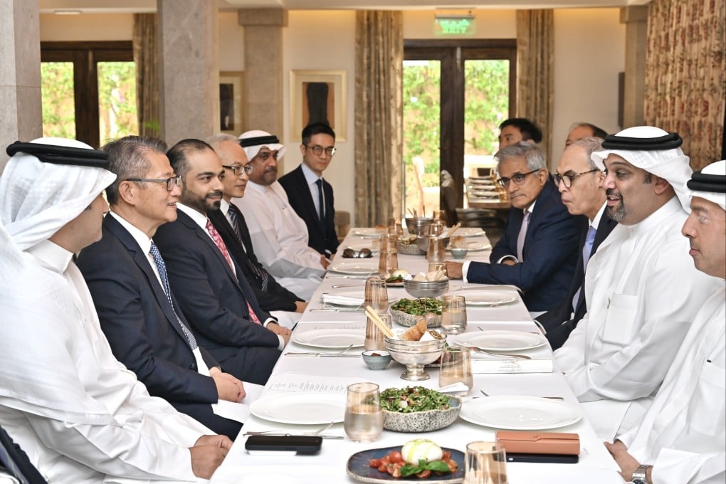 Financial Secretary Paul Chan at a lunch with Bahrain’s minister of finance and national economy, Sheikh Salman bin Khalifa al-Khalifa (second right). Photo: SCMP