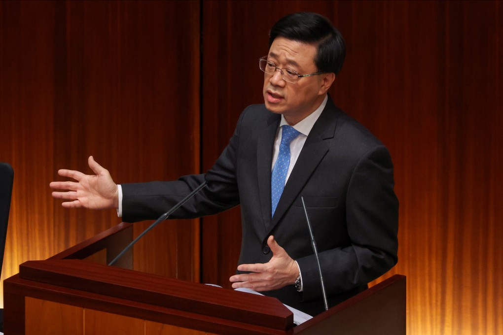 Chief executive John Lee Ka-chiu speaks at the Legislative Council Chamber in Admiralty on October 22. Photo: Yik Yeung-man