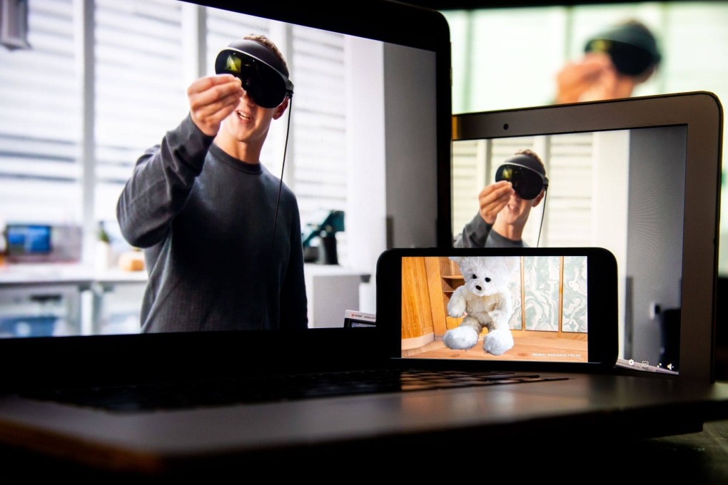 Mark Zuckerberg, chief executive of Meta Platforms, demonstrates the Meta Quest Pro during the virtual Meta Connect event in New York on October 11, 2022. Photo: Bloomberg