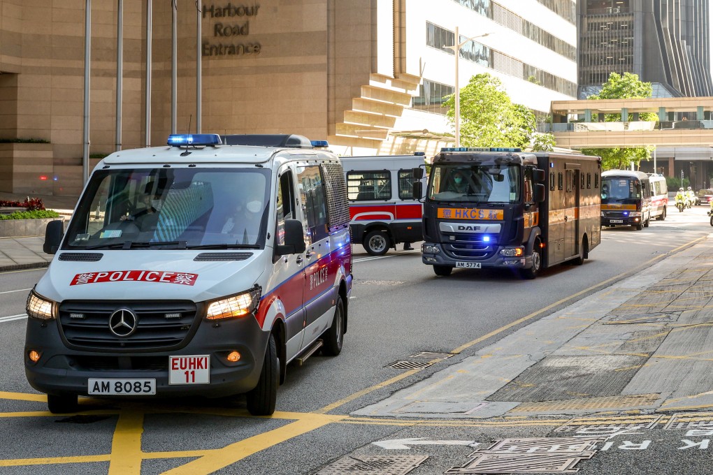 Media tycoon Jimmy Lai is taken to court in a prison vehicle on Tuesday morning. Photo: Yik Yeung-man