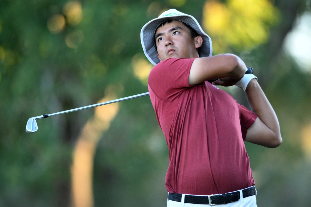Marty Zecheng Dou of China plays his shot from the eighth tee during the second round of the Shriners Children’s Open at TPC Summerlin on October 7, 2022 in Las Vegas, Nevada. Photo: AFP