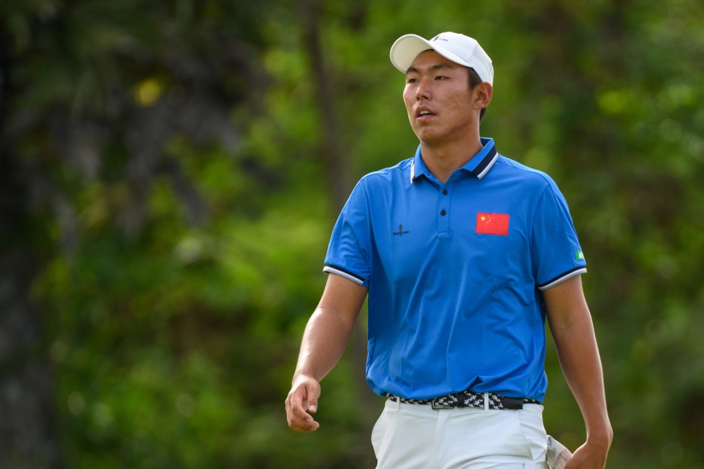 Bo Jin of China walks down the fairway in Round 1 of the 2022 Asia-Pacific Amateur Championship at the Amata Spring Country Club in Thailand. Photos: AAC