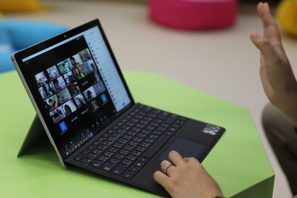 Teachers leading an online lesson in September 2020. Photo: K. Y. Cheng