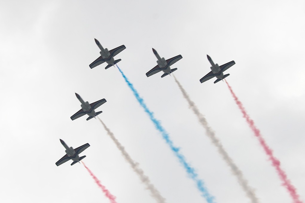 Taiwanese military jets fly over Taipei during Taiwan’s Double Tenth celebration on October 10. Photo: EPA-EFE