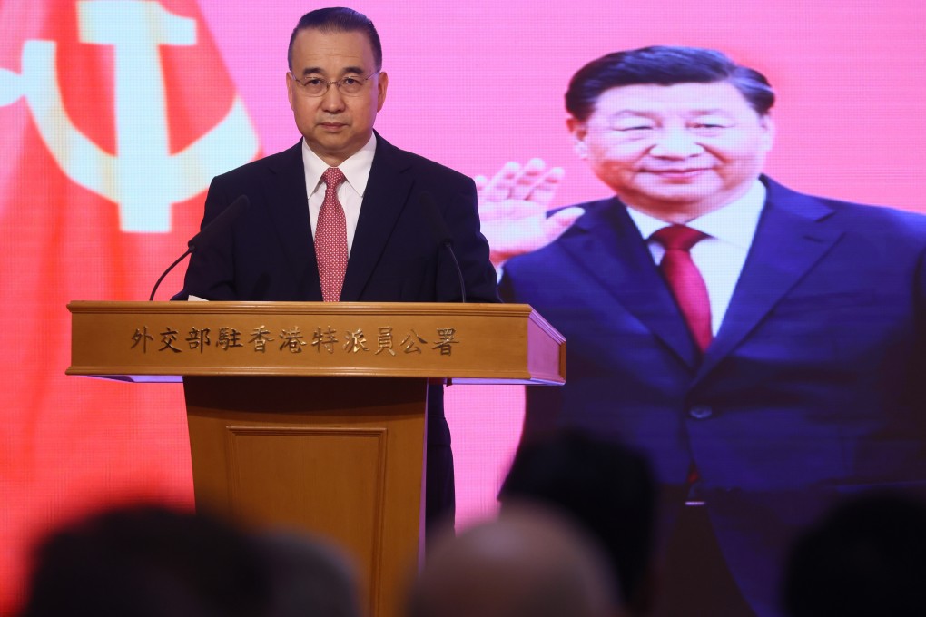 Liu Guangyuan, the commissioner of the Ministry of Foreign Affairs in Hong Kong speaks to foreign diplomats and overseas businesspeople on Friday. Photo: Dickson Lee