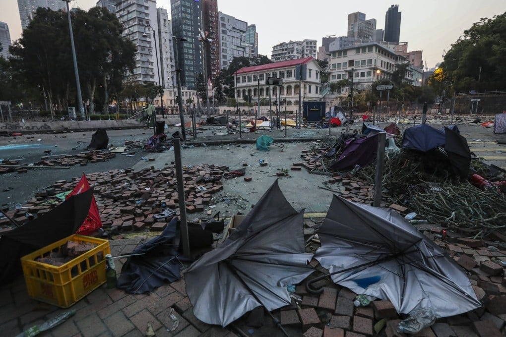 The aftermath of clashes between riot police and protesters outside Polytechnic University in 2019. Photo: Felix Wong