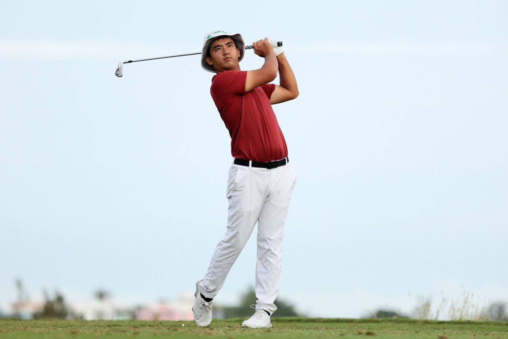 Marty Dou tees off on 10 during the second round of the Butterfield Bermuda Championship at Port Royal Golf Course. Photo: AFP