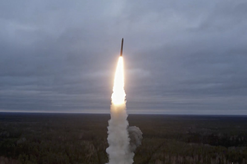 A “Yars” intercontinental ballistic test missile launches at Plesetsk Cosmodrome to Kura Test Range in Plesetsk, Russia on Wednesday. Russia said on Saturday it would take into account the accelerated deployment of modernised US B61 tactical nuclear weapons at Nato bases in Europe. Photo: EPA-EFE / Russian Defence Ministry Press Service