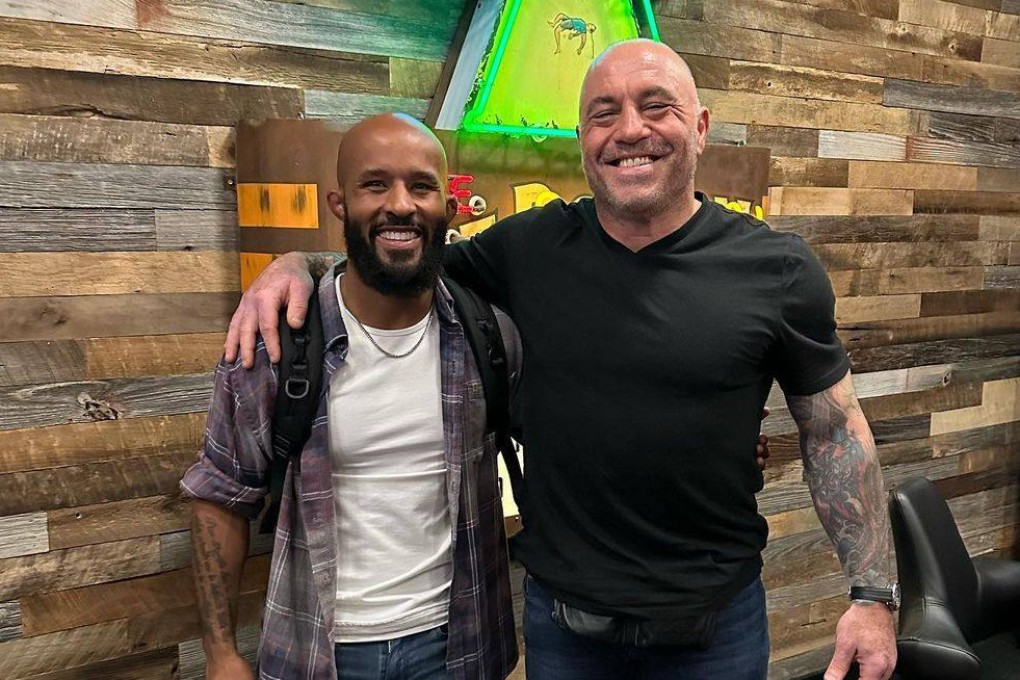Demetrious Johnson poses for a photo with Joe Rogan ahead of his appearance on the UFC commentator’s podcast. Photo: Instagra/@mighty