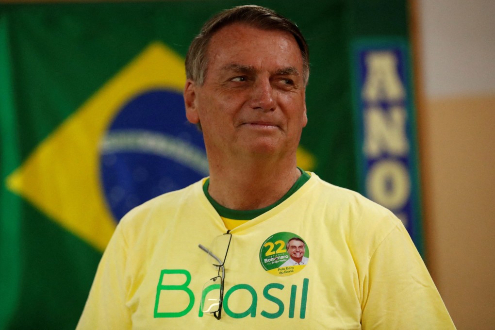Brazil’s President Jair Bolsonaro votes in Rio de Janeiro on Sunday. Photo: Reuters
