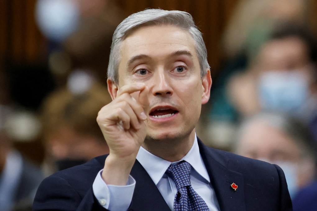 Canada’s Minister of Innovation, Science and Industry Francois-Philippe Champagne speaks at the House of Commons on Parliament Hill in Ottawa in April. Photo: Reuters