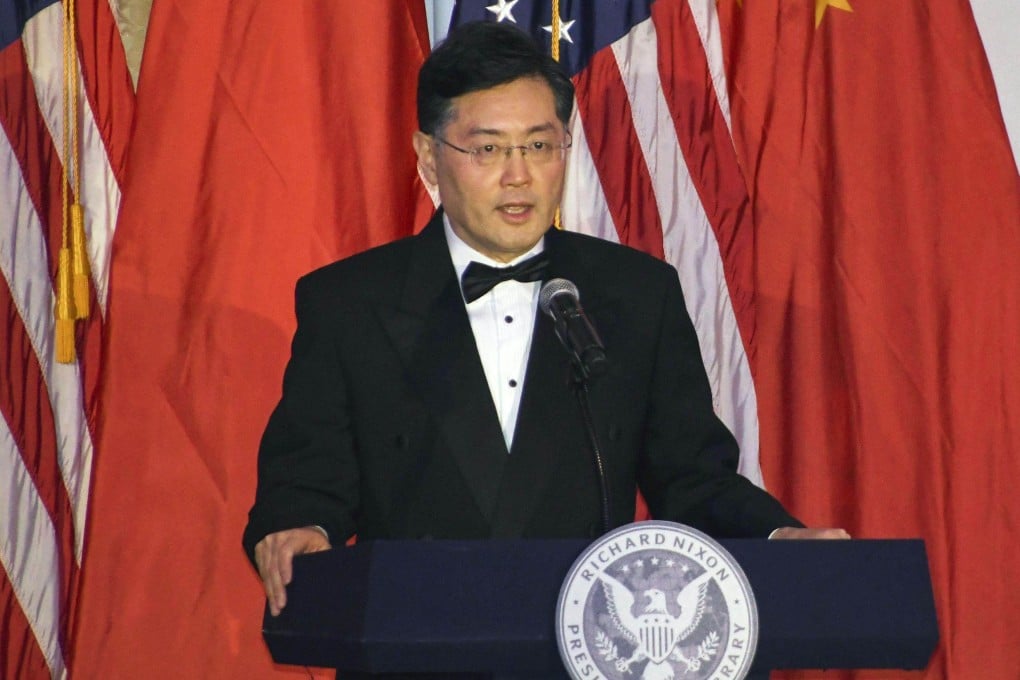 Qin Gang, China’s ambassador to the US, delivering a speech in Yorba Linda, California, in February to mark the 50th anniversary of former US president Richard Nixon’s historic visit to China. Photo: Kyodo