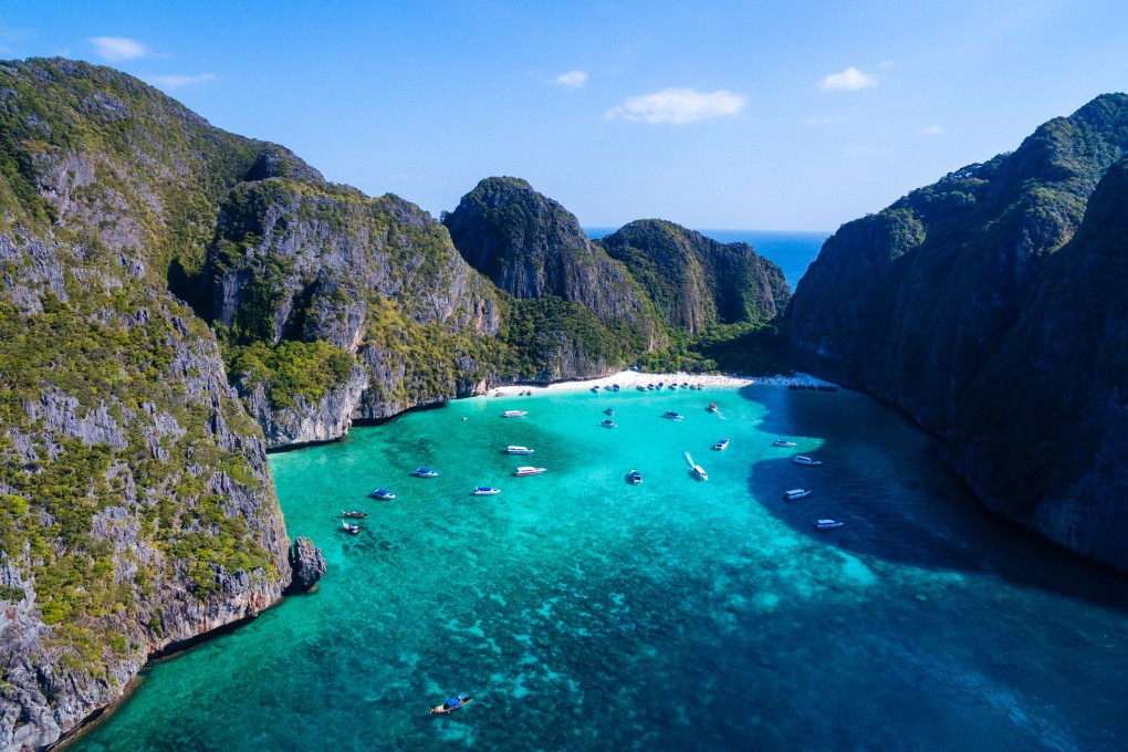 Maya Bay, in Thailand, was damaged as a result of Leonardo DiCaprio’s 2000 movie, The Beach. It’s since recovered, but will it stay this way? Photo: Shutterstock