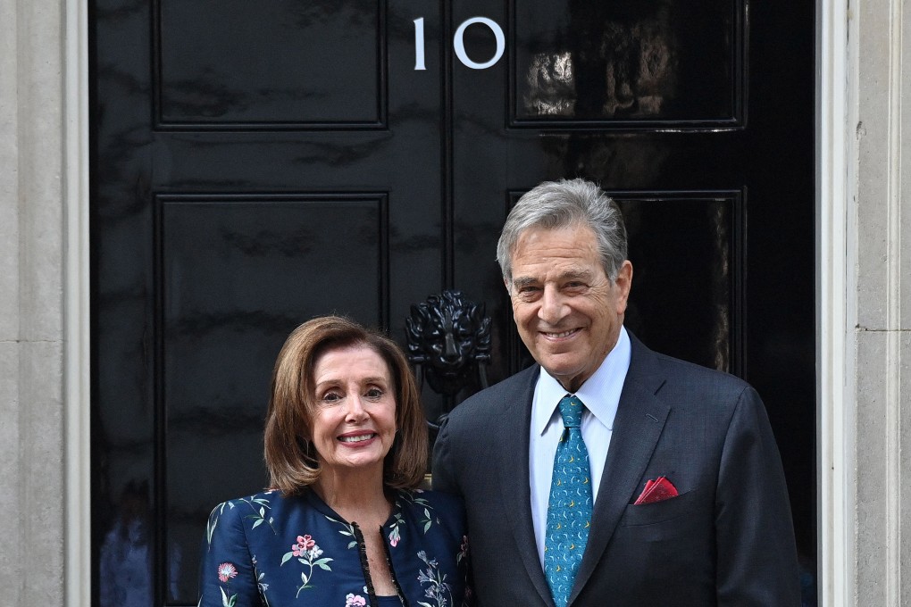 US Speaker of the House, Nancy Pelosi and her husband, Paul Pelosi, pose outside of 10 Downing Street in London in September 2021. Photo: TNS