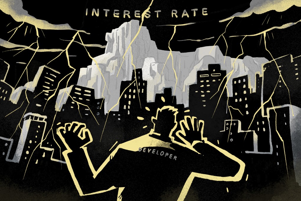 A struggling housing market, slowing economy and surging interest rates are making the debt levels of the city’s home builders a cause for concern. Illustration: Brian Wang