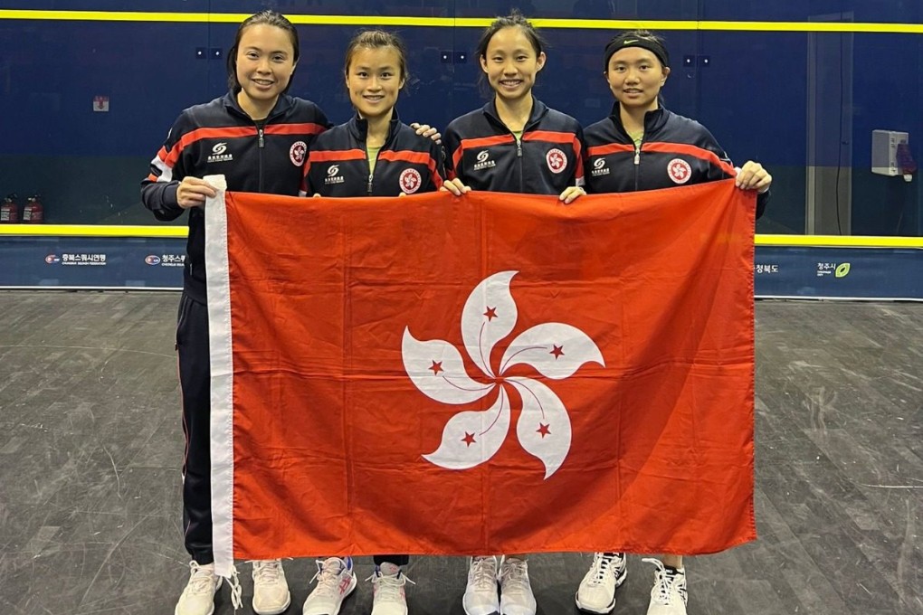 Hong Kong’s women won the Asian Team Championships in Korea.  (From right) Simmi Chan, Ho Tze-lok, Lee ka-yi and Tong Ssz-wing. Photo: Handout