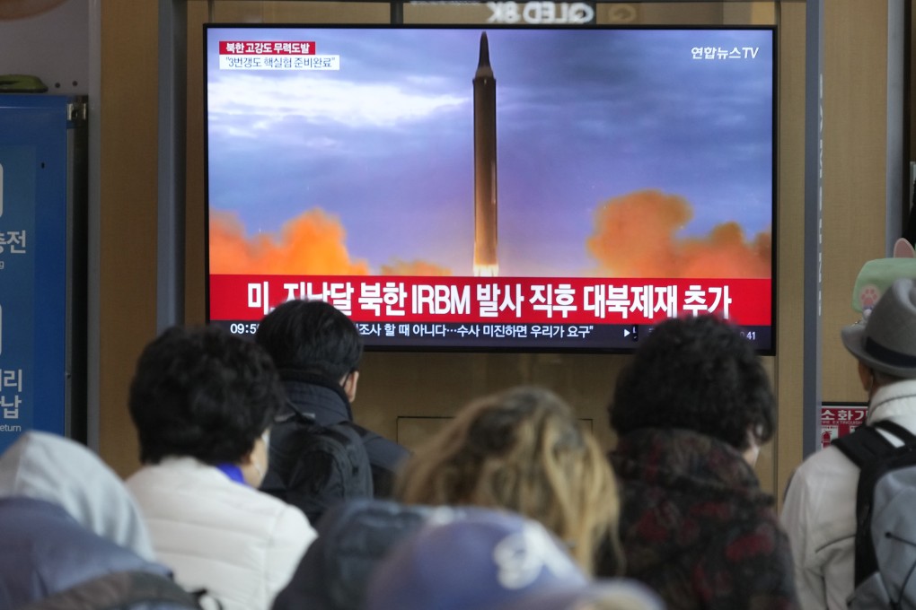 A TV screen shows a file image of North Korea’s missile launch during a news programme at the Seoul Railway Station in South Korea on Friday. Photo: AP