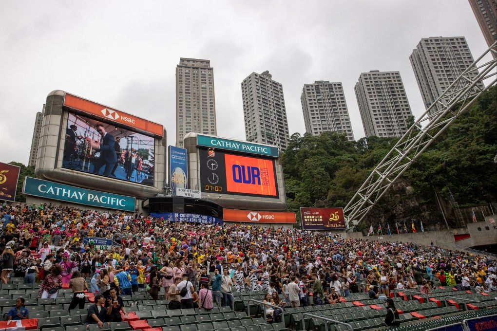 Rugby fans in the South Stand at the 2022 Hong Kong Sevens. Photo: EPA-EFE