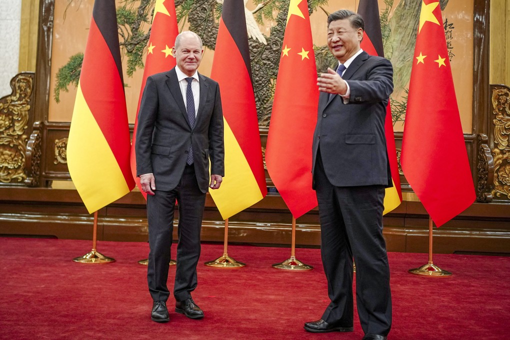German Chancellor Olaf Scholz meets Chinese President Xi Jinping in Beijing on Friday. Photo: Reuters