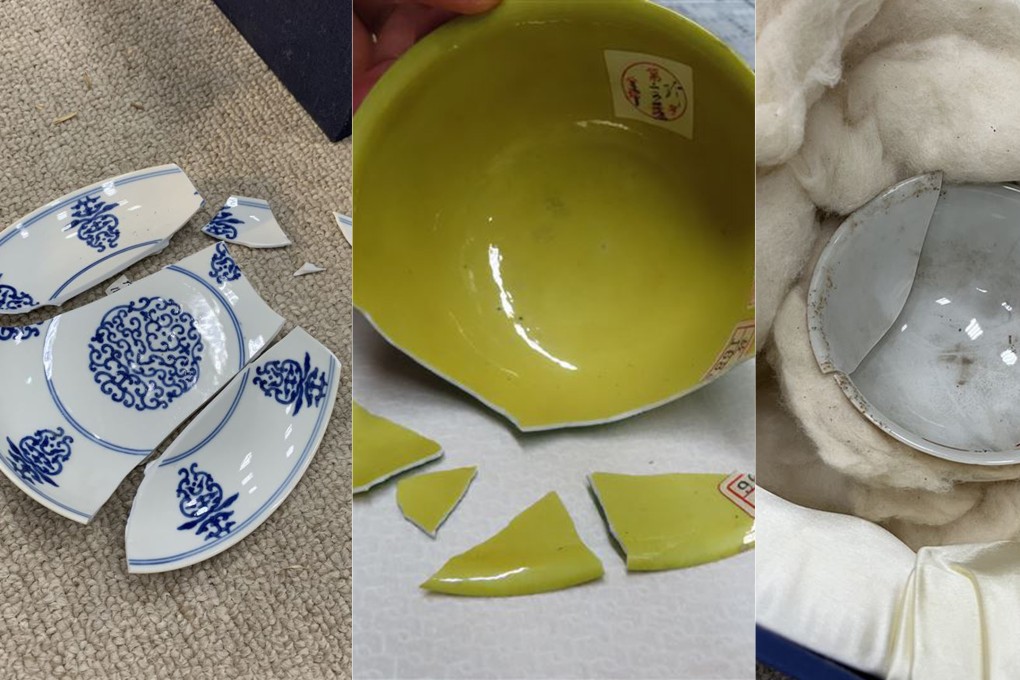 The three damaged items date back to  15th and 17th century Chinese imperial dynasties. Photo: Handout