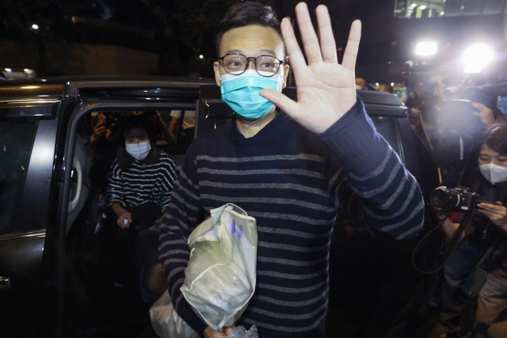 Former Stand News acting editor-in-chief Patrick Lam leaves Wan Chai Court after he was granted bail. Picture: Edmond So