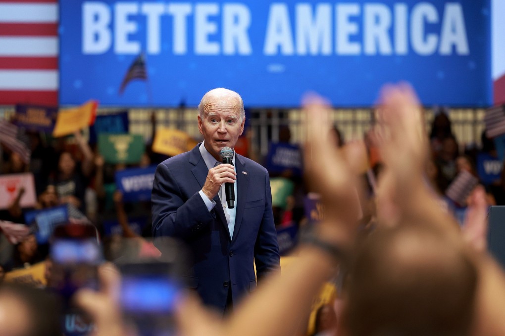 US President Joe Biden speaks during a rally at Florida Memorial University on November 1 in Miami Gardens, Florida, while campaigning for US Senate candidate Val Demings and gubernatorial candidate Charlie Crist. Photo: Getty Images/AFP