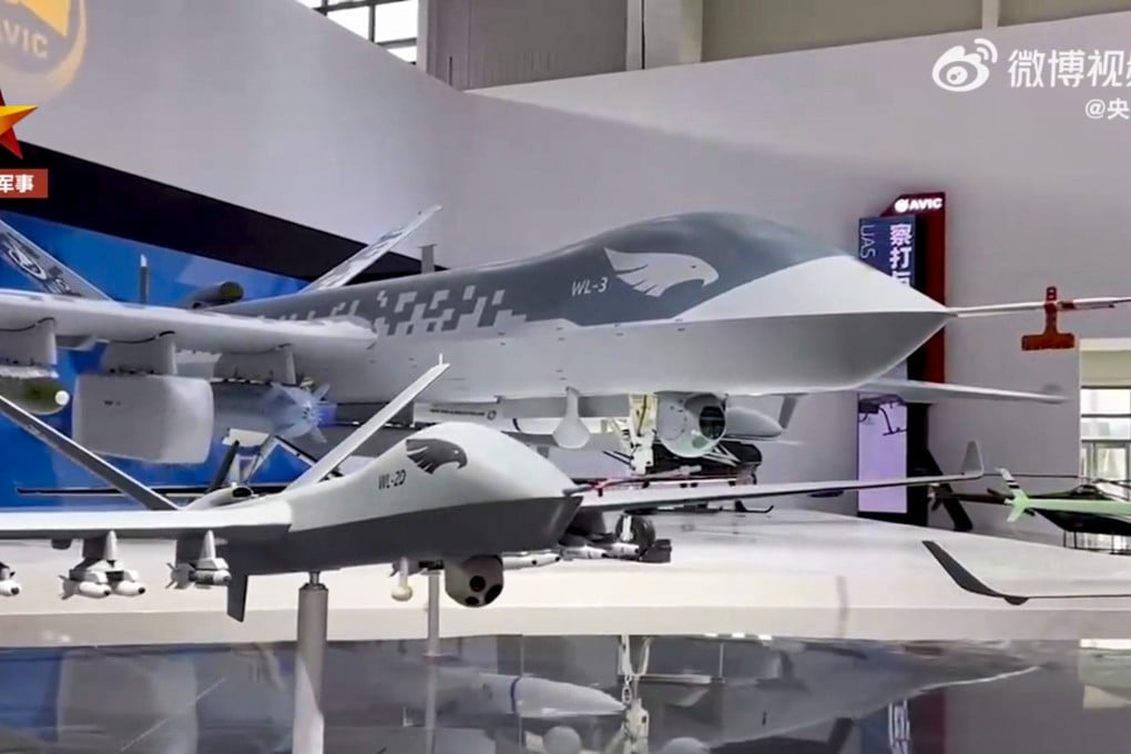 Footage shows the drone is equipped with the PL-10E fourth-generation air-to-air strike missile. Photo: CCTV