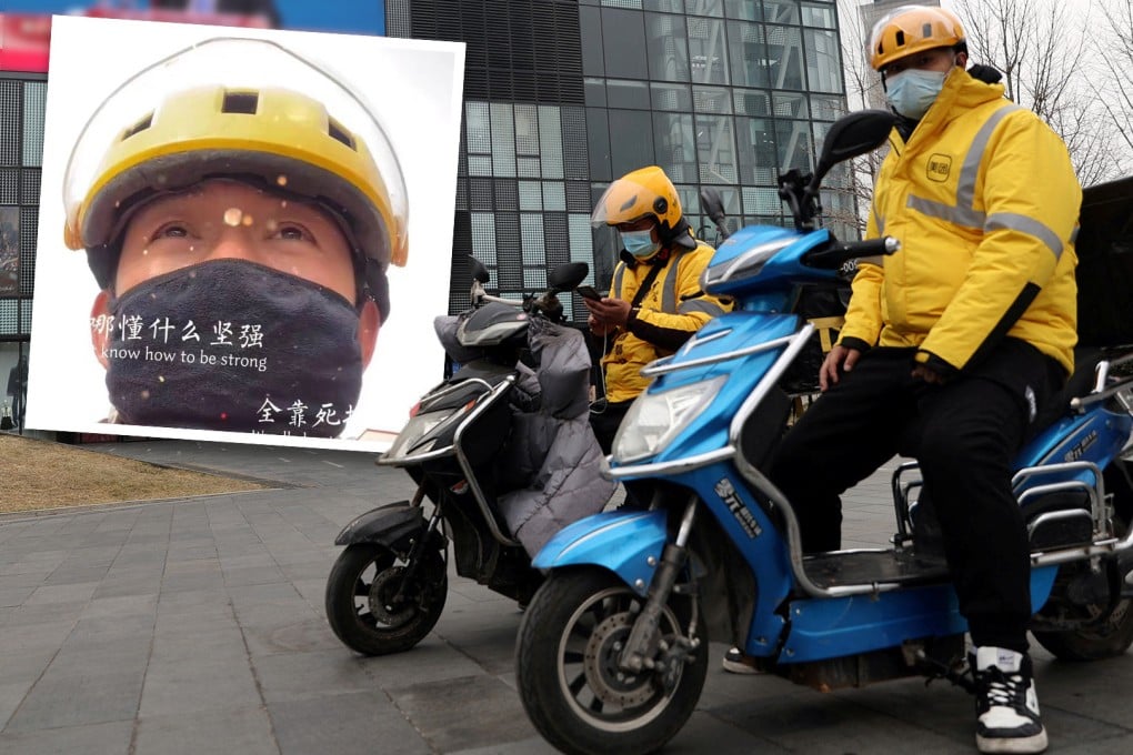 Outrage after revelations takeout driver in China works 17 hour-shifts for 50 US cents an order and eats only one meal a day. Photo: SCMP composite