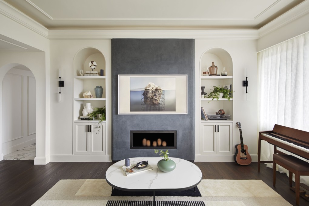The living room of the 1,500-square-foot home in Tai Tam, Hong Kong,  designed by Liquid Interiors. Photo: Simon J Nicol