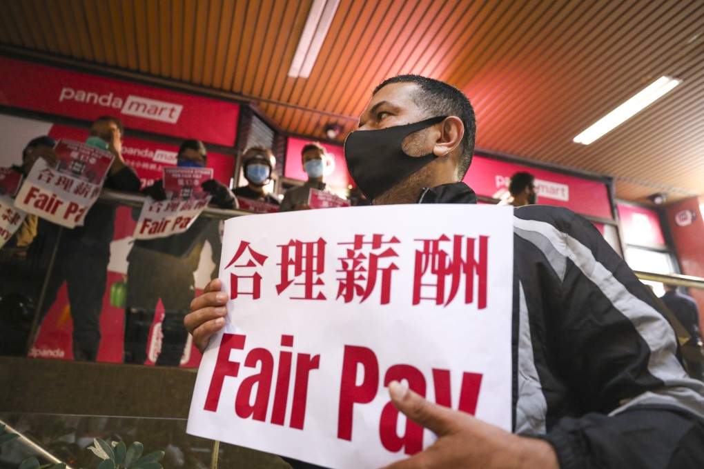 Couriers from delivery platform Foodpanda  protest in Central on November 4. Photo: Xiaomei Chen